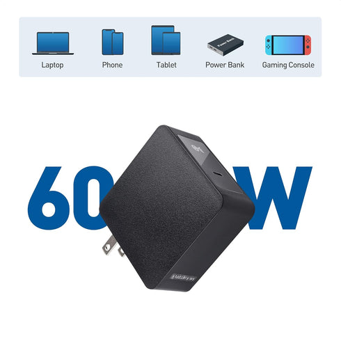 Cable Matters 60W USB C Wall Charger (USB C Charger) in Black - Supports 60W Power Delivery Charging - Includes 3m / 9.8 ft USB-C Charging Cable, ...