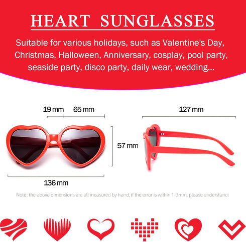 4 Pack Red Heart Sunglasses for Women Retro Red Heart Shaped Glasses Vintage Trendy Love Sunglasses Party Favors Supplies...