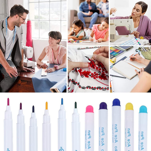 24-Pack,6-Color Disappearing Erasable Ink Fabric Marker Pen for Sewing Marking Washable Art and Lettering...