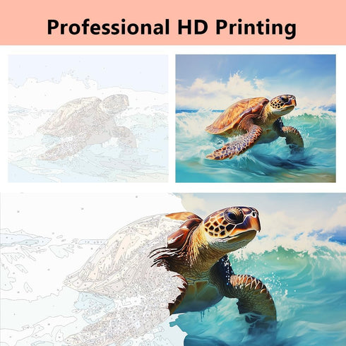 TFIAVSIN Paint by Number for Adults Sea Turtle Paint by Numbers Tropical Sandy Shore Landscape Oil Painting for Adults DIY Paint by Number Kits Ad...