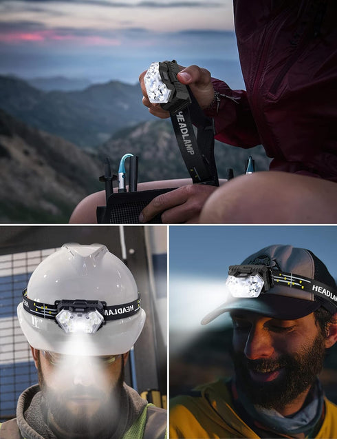 Lsnisni 9 LED Headlamp 2 Pack, 2000 Lumen Super Bright Head Lamp with 6 Modes, IPX5 Waterproof Head Light, Lightweight Head Flashlight for Kids Ad...