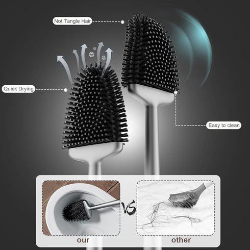 Sellemer Toilet Brush and Holder Set - Flexible Toilet Bowl Brush Head with Silicone Bristles, Compact Size for Storage and Organization, Ventilat...