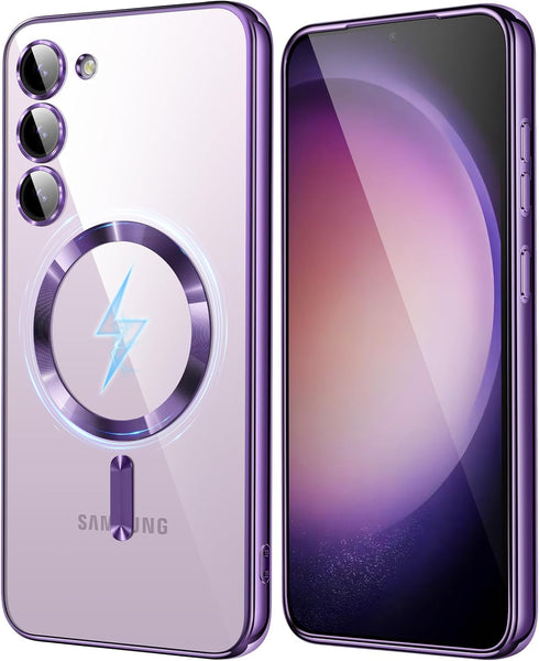 for Samsung Galaxy S23 Case, Covers for S23.Magnetic Metallic Glossy Slim Clear Luxury Soft Shockproof funda capa para for Galaxy S23 6.1 inch Com...