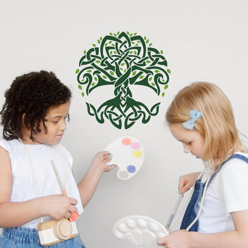 FINGERINSPIRE Celtic Tree of Life Stencil, 11.8x11.8inch Traditional Irish Tree Design Stencils Template Washable Reusable Mylar DIY Art Craft Pai...
