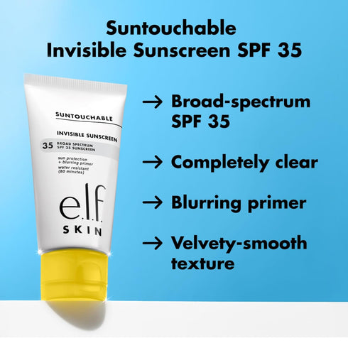 e.l.f. SKIN Suntouchable Invisible SPF 35, Lightweight, Gel-based Sunscreen For A Smooth Complexion, Doubles As A Makeup Primer, Vegan & Cruelty-F...