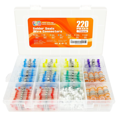 220Pcs(7Size) Heat Shrink Solder Seal Wire Connectors Kit Wire Repair Soldering Wire Waterproof Heat Shrink Wire connectors Heat Shrink Butt conne...