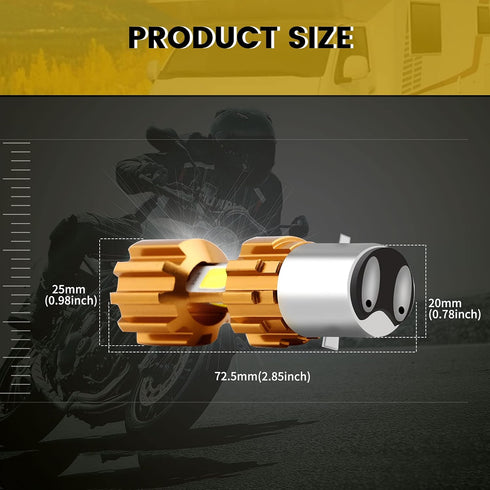 YM E-Bright BA20D Motorcycle bulb Lamp 3 COB 18W LED Bulbs High Low Beam White Pack of 2...