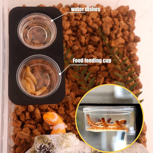 0.5oz Crested Gecko Food and Water Feeding Cups, Reptile Feeder Bowls, Plastic Replacement Food Dish for Lizard and Other Small Pet Ledge Accessor...