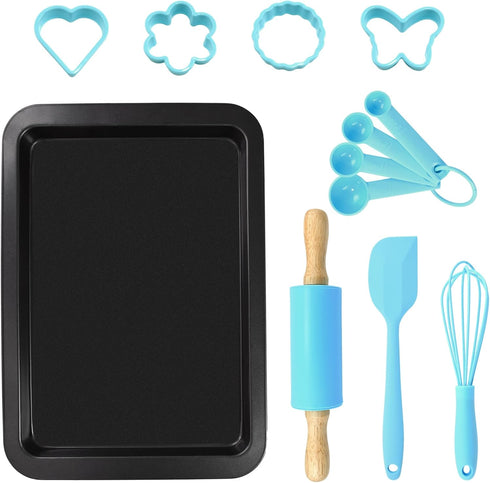 R&M International 2246 Junior 12-Piece Bakeware Set, Includes Pan, Rolling Pin, Tools and Cookie Cutters...
