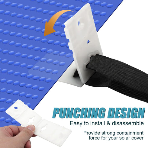 24pcs Solar Cover Reel Attachment Kit for In-Ground Swimming Pool, Including 8pcs Pool Solar Blanket Straps with Fastener Tabs & 8pcs Cord Plates ...