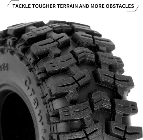 INJORA 1.0 Tires - 58 * 24mm Swamp Stomper S5 Tires for SCX24 AX24 TRX4M FCX24 1/24 1/18 RC Crawler Car,T1015...