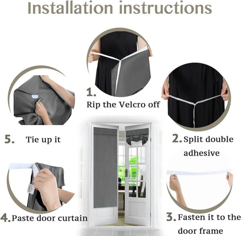 Flamingo P Tricia Blackout Curtain for French Door - Thermal Insulated Room Darkening Rod Pocket Noise Reducing Single Door Panel, 26 x 68 Inches ...