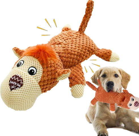 Dog Toy, Monkey Plush, Durable Chew Toy for Puppy, Medium, Large, Aggressive Chewers, Teething Relief, Interactive Sound, Lightweight...