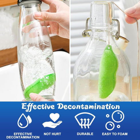 5 PCS Beans Bottle Cleaner, Beans-Shaped Bottle Cleaning Sponge Reuseable Bottle Cleaning Sponge Heat Resistance Bottle Brush for Internal Cleanin...