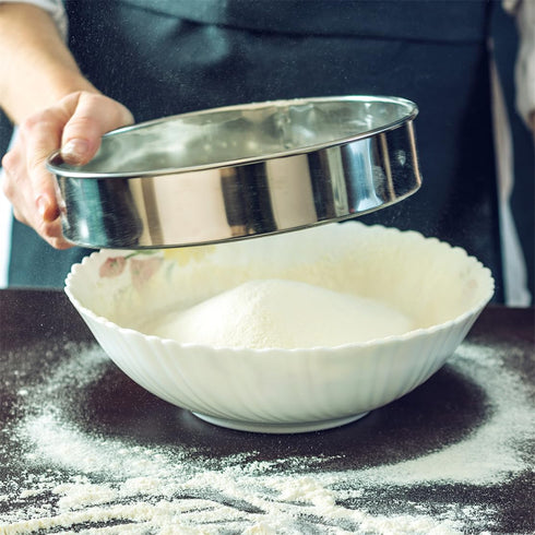 Flour Sifter Stainless Steel Fine Mesh Strainers 11.8 Inch 60 Mesh Round Flour Sieve for Baking Cake Bread...