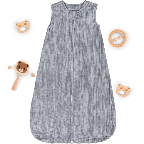 PRIMLECT Sleep Sack 6-12 Months, Muslin Baby Wearable Blanket?2-Way Zipper Toddler Sleeping Sack, Light & Breathable Sleep Sacks 0.5 TOG...