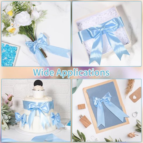 Blue Ribbon, 60 Yards 1 1/2 Inch Light Blue Ribbon Baby Blue Satin Ribbon for Gift Wrapping Wedding Invitation Flower Bouquet Crafts Party Home De...