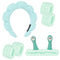 6Pcs Green Spa Headbands and Wrist Washbands Set, Skincare Headbands Snail Face Wash Headband Makeup Headband, Terry Cloth Headbands Face Towel Wr...