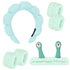 6Pcs Green Spa Headbands and Wrist Washbands Set, Skincare Headbands Snail Face Wash Headband Makeup Headband, Terry Cloth Headbands Face Towel Wr...