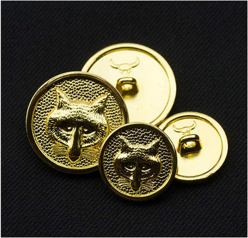 Duolai Senior Gold Fox Head Relief Round Shape Buttons, Metal Texture British Style Uniform Suits Woolen Coat Jacket Casual Clothes Sewing Button ...
