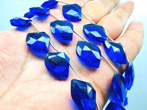 1 Strand Blue Sapphire Quartz 10 Pcs Beads Size 19x14mm Fancy Shape Cut Faceted Beads for Jewellery Making, Beading & Craft Supplies KCRAFTS-RK_k4...