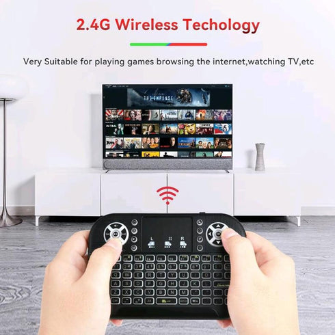 Mini Wireless Keyboard with Touchpad Mouse 2.4GHz Multi-Media Keyboard RGB LED Backlit Handheld Keyboard Handheld Remote Control for Pc, Pad, Goog...