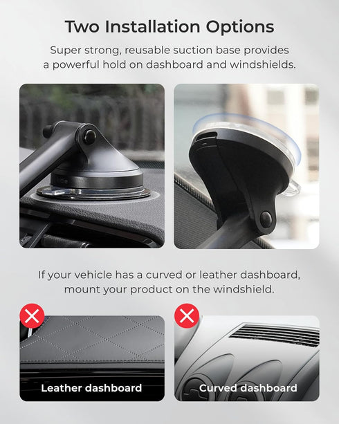 iOttie iTap 3 Magnetic Dash & Windshield Mount Car Phone Holder with Magnetic Ring Adapter. Compatible with Qi2, MagSafe, iPhone, and Android Smar...
