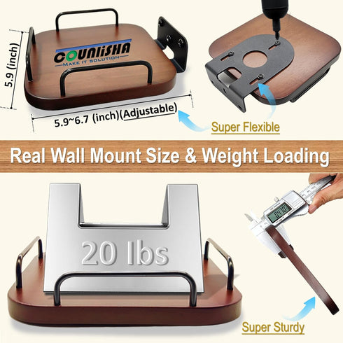 Universal Speaker Wall Mount,Wall Base for Speakers,Adjustable Real Wood Wall Bracket Holder Shelves for Bose,homepod,JBL,Sonos,Sony,KEF,Roku Spea...