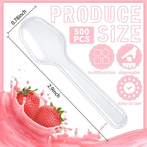 500 Pcs Disposable Clear Plastic Mini Spoons, Tasting Spoons, Small Dessert Spoons, Ice Cream Spoons for for Crafts, Tasting, Sampling -3 Inch...