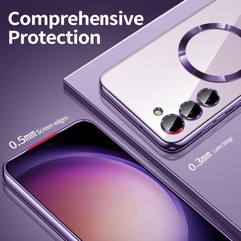 for Samsung Galaxy S23 Case, Covers for S23.Magnetic Metallic Glossy Slim Clear Luxury Soft Shockproof funda capa para for Galaxy S23 6.1 inch Com...