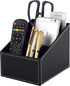Fashionable PU Leather TV Remote Control Holder with 3 Compartments, Storage Rack, Storage Box, Media Accessory Storage, Desk Organizers (black)...