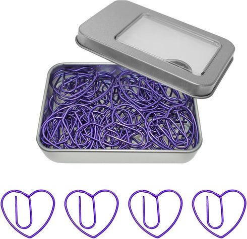 Cute Heart Paper Clips Purple Paperclips, Gift Idea (Purple, 50 Pack)...