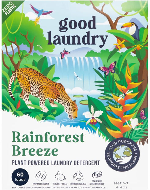Detergent Sheets - Rainforest Breeze Scented (60 Loads) - Eco-Friendly Laundry Detergent Sheets, Hypoallergenic, No Plastic Jugs or Waste - Based ...