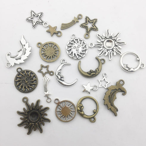 100g (About 80pcs) Craft Supplies Celestial Collection Charms Pendants for Crafting, Jewelry Findings Making Accessory for DIY Necklace Bracelet (...