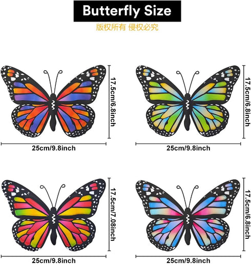 EOORAU Metal Butterfly Outdoor Decor - 4 Pack 9.8in Butterflies Wall Hanging Sculpture Decor for Home Yard Fence Patio Garden Decoration...
