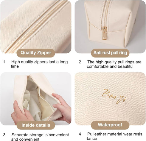 Makeup Bags for Women, PU Leather Portable Waterproof Cosmetic Bag, Multifunctional Toiletry Bag Sanitary Napkin Organizer Skincare Bag, Daily Use...