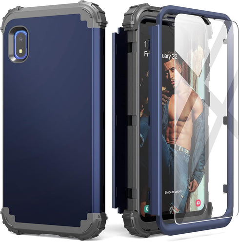 IDweel for Galaxy A10E Case with Tempered Glass Screen Protector, for Galaxy A10E, Hybrid 3 in 1 Shockproof Slim Heavy Duty Protection Hard PC Cov...