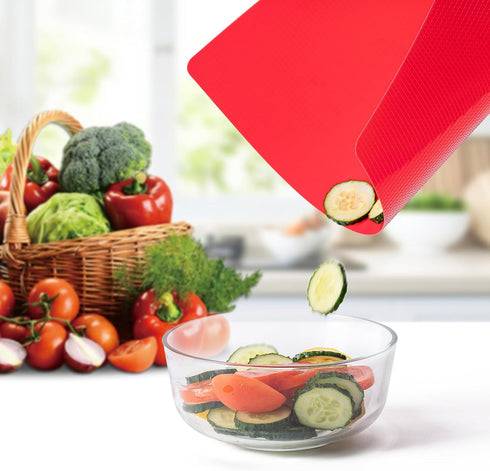 5 Pieces Flexible Plastic Cutting Board Mats with Food Icons, BPA Free Cutting Boards for Kitchen, Non Slip Cutting Mat for Meat and Vegetables (R...