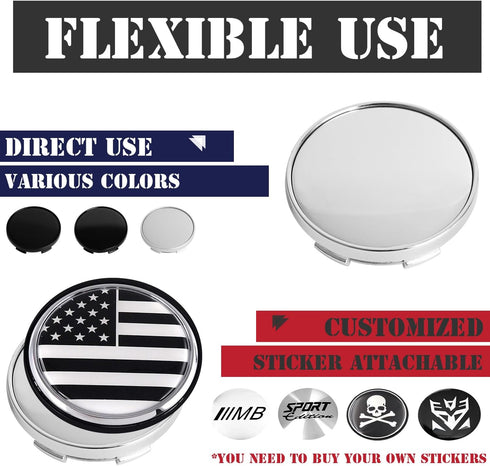 KitsPro 2.2Inch 56MM Wheel Center Caps, Pack of 4 (Chrome, Outer 56MM, Inner 53MM)...