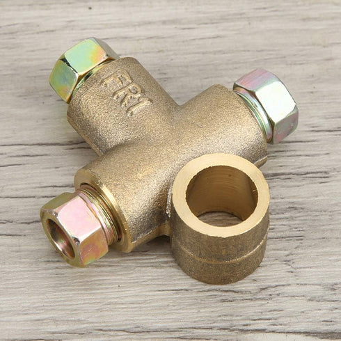 Rear Axle Brake Line Tee, 3 Way T shape Brake Tee Car Brake Tee Inverted Female Tee with 3 Male Nuts Short Union M10 3/16in Pipe 10mm...