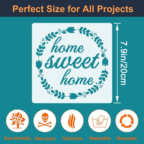 16 Pieces Seasonal Home Sign Stencils Reusable Festival Word Stencils Decorative Stencils Templates for Painting on Wood Walls Home Door Decoratio...