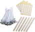 MILIVIXAY 3.5" Candle Wick Bundle: 100PCS Candle Wicks, 100PCS Candle Wick Stickers and 6PCS Wooden Candle Wick Holders - Wicks Coated with Paraff...