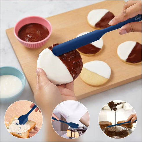 HOTEC Food Grade Silicone Rubber Spatula Set Kitchen Utensils for Baking, Cooking, and Mixing High Heat Resistant Non Stick Dishwasher Safe BPA-Fr...