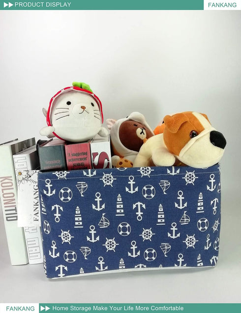 FANKANG Storage Basket,Nursery Hamper Canvas Laundry Basket Foldable with Waterproof PE Coating Storage, Office, Bedroom, Clothes,Toys (Rec-Sailbo...