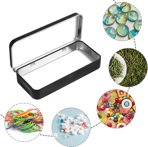 Metal Rectangular Empty Hinged Tin Box Containers Metal Tin Box for Home Storage Jewelry Crafts...