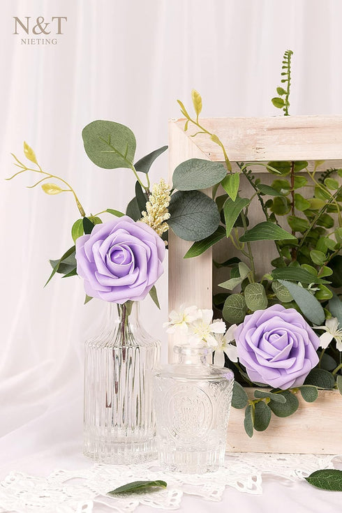 N&T NIETING Artificial Flowers, 25pcs Fake Flowers Rose with Stems Perfect for DIY Wedding Bridesmaid Bridal Bouquets Centerpieces Home Flower Arr...