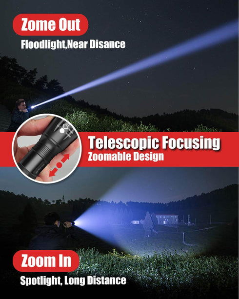 Victoper LED Flashlight 2 Pack, Bright 2000 Lumens Tactical Flashlights High Lumens with 5 Modes, Waterproof Zoomable Flash Light for Outdoor, Gif...