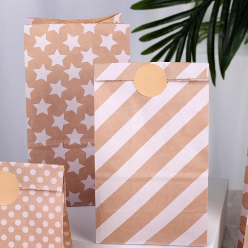 Shindel 54PCS Party Favor Bags, Goodie Bags with Stickers Polka Dot Striped Treat Bags Lunch Paper Bags for Birthday Wedding Party...