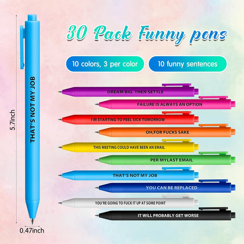 30 Pieces Ballpoint Pens Colorful Motivational Pens Complaining Quotes Pen Humor Negative Black Ink Pens for Students Coworkers School Office Supp...