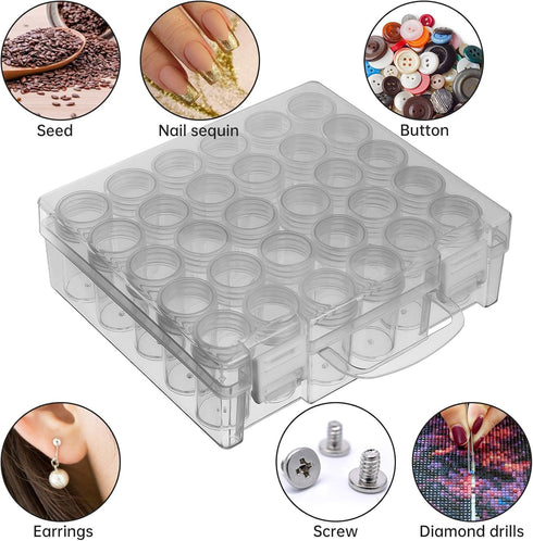 Bead Organizer, Bead Containers, 30 Grids Diamond Painting Storage Containers Clear Bead Organization Diamond Painting Accessories Small Storage C...